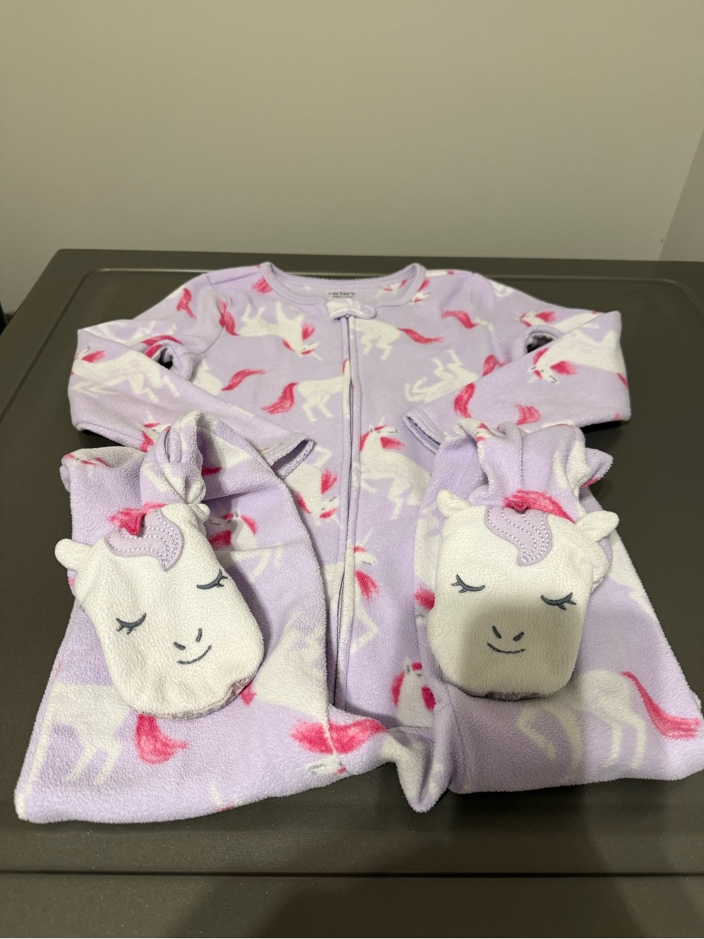 Carter's Lavender Unicorn Fleece Footed Pajamas with Slippers